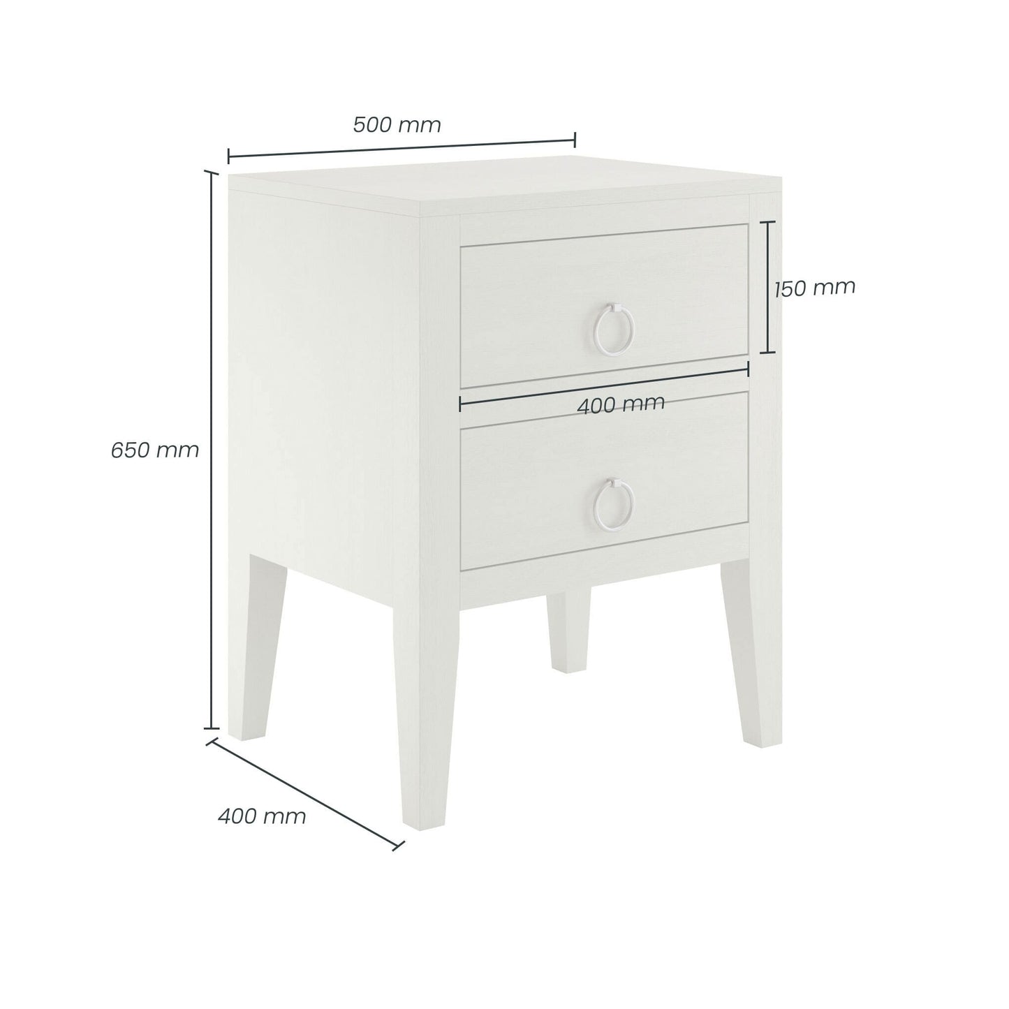 Grey Cheriton Two Drawer Bedside Table