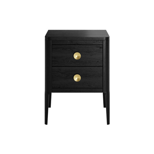 Black Abberley Two Drawer Bedside Table
