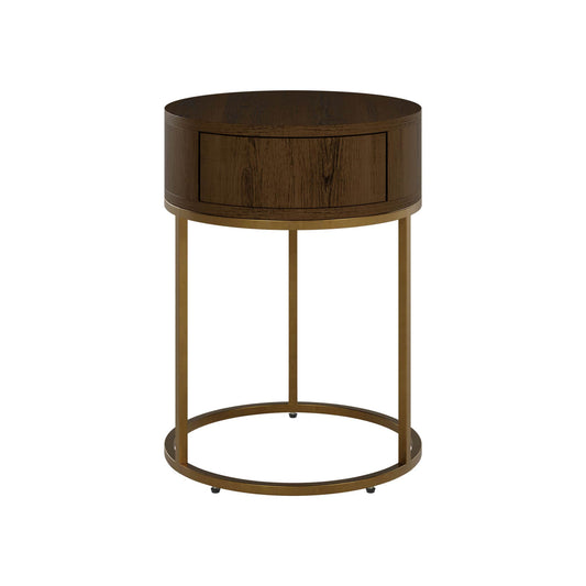 Round Brown Hampton Bedside Table