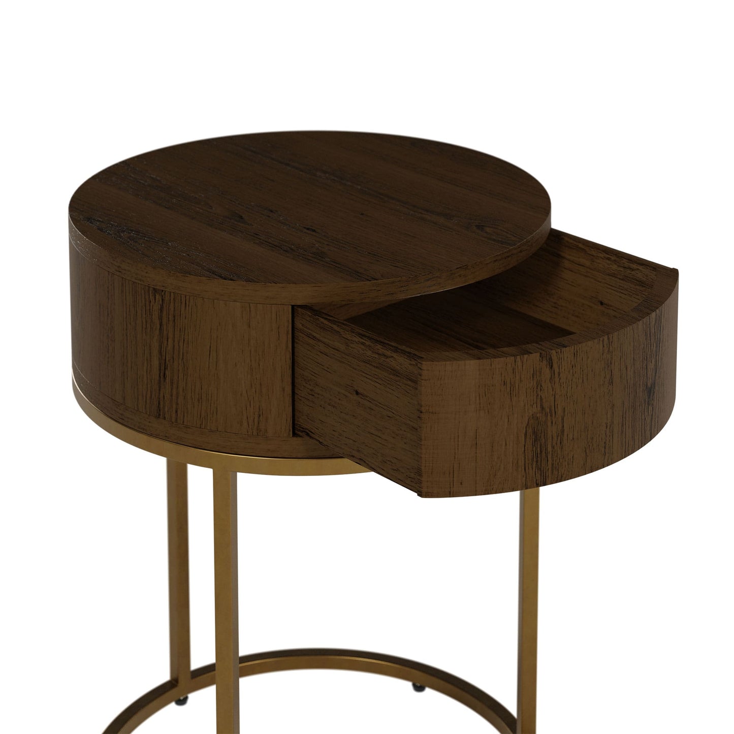 Round Brown Hampton Bedside Table