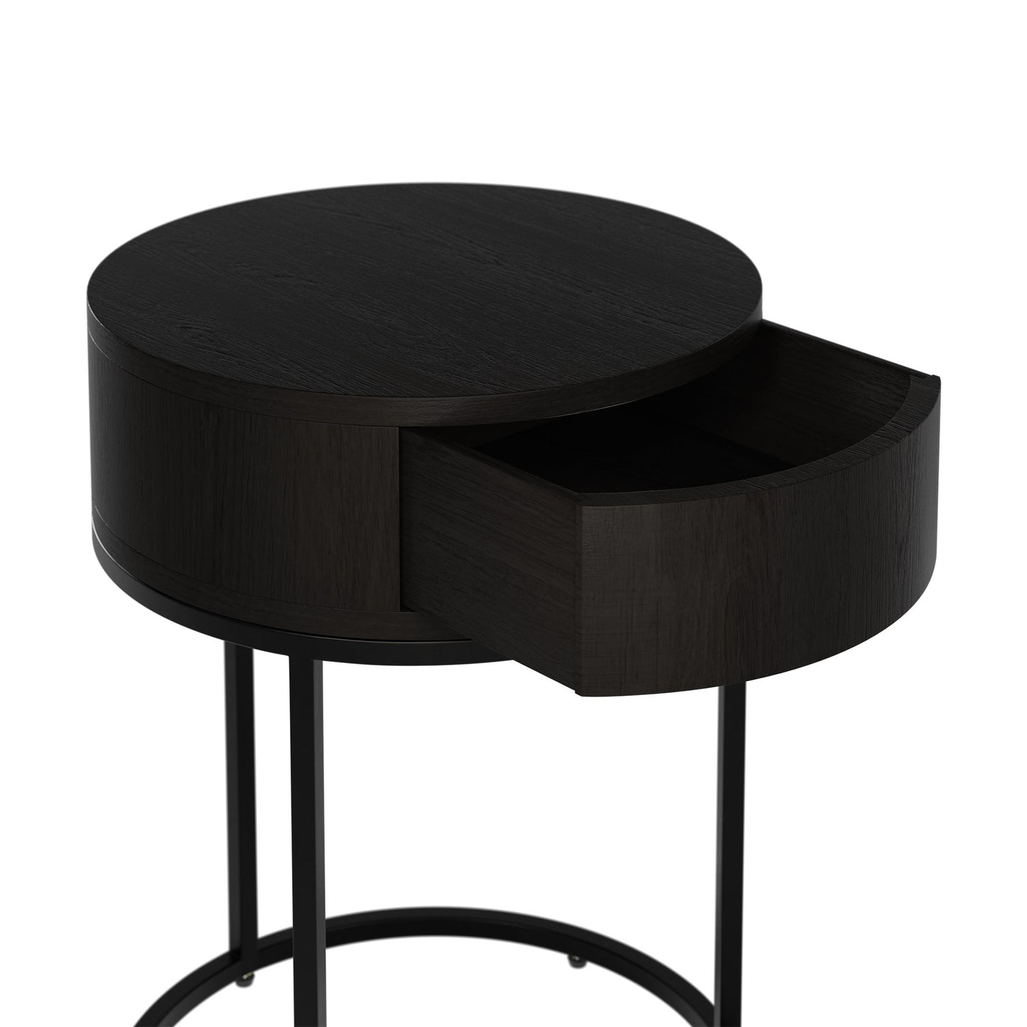 Round Black Hampton Bedside Table