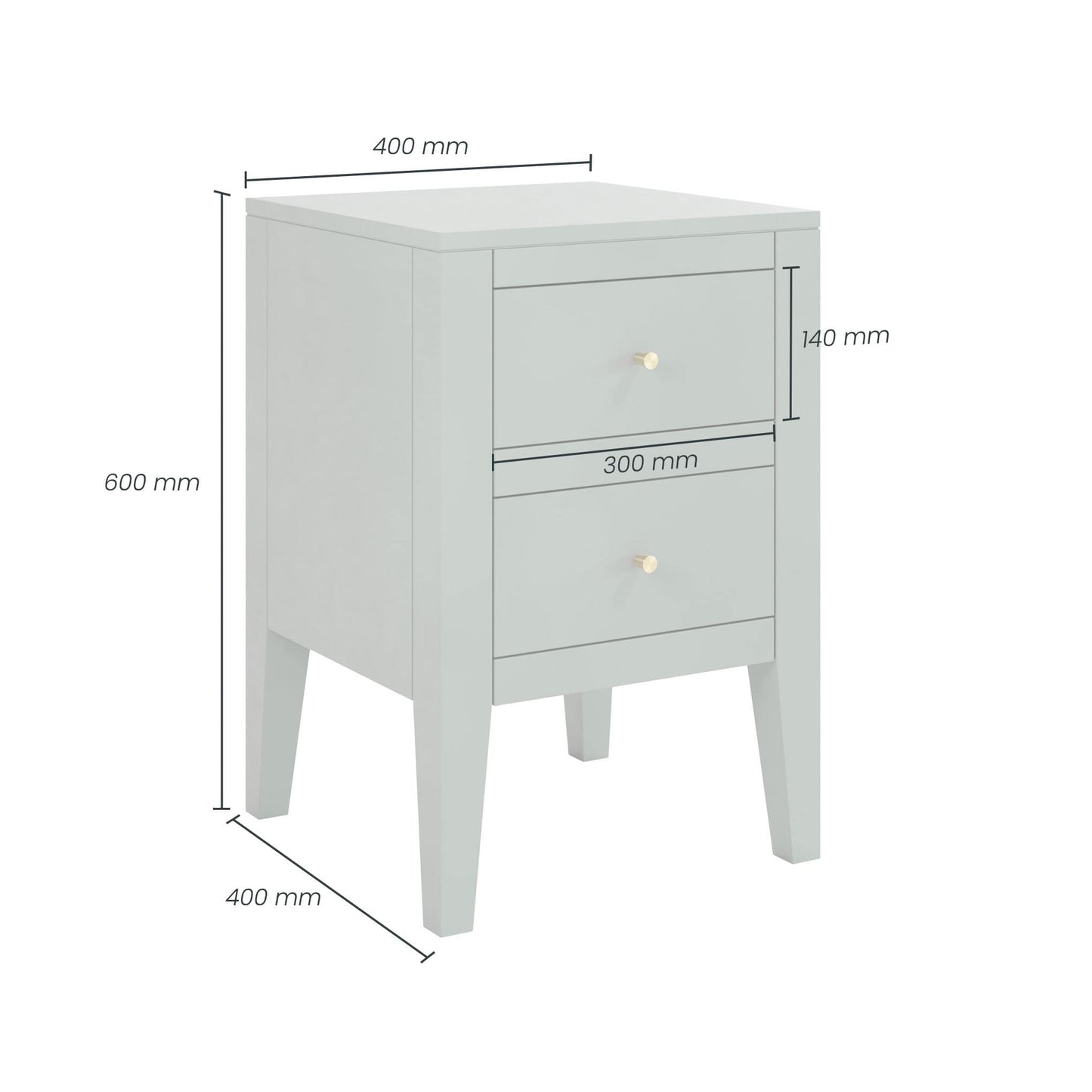 Pigeon Grey Alton Two Drawer Bedside Table