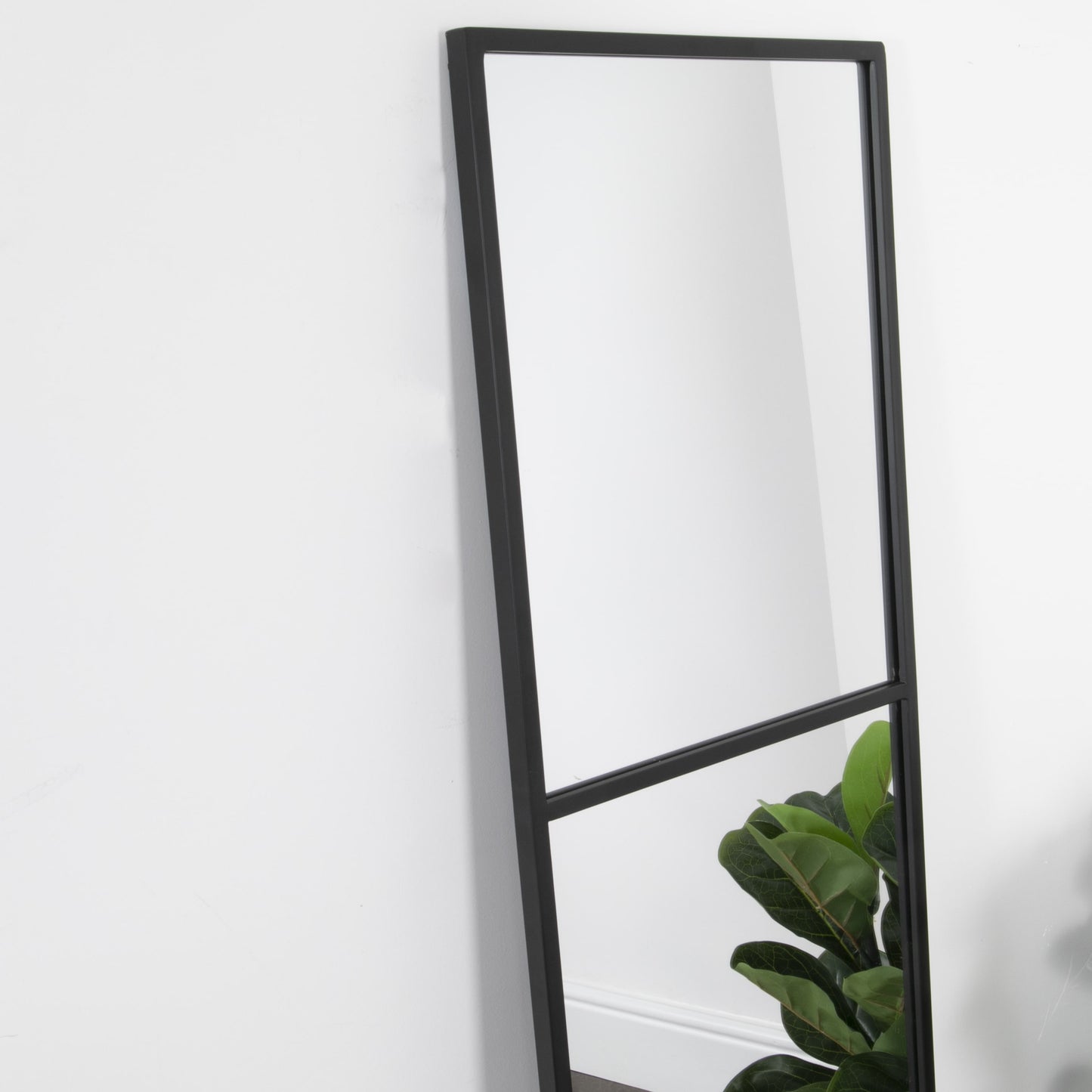 Black Window Style Floor Standing Mirror