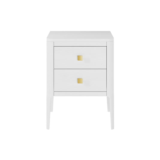 White Abberley Two Drawer Bedside Table