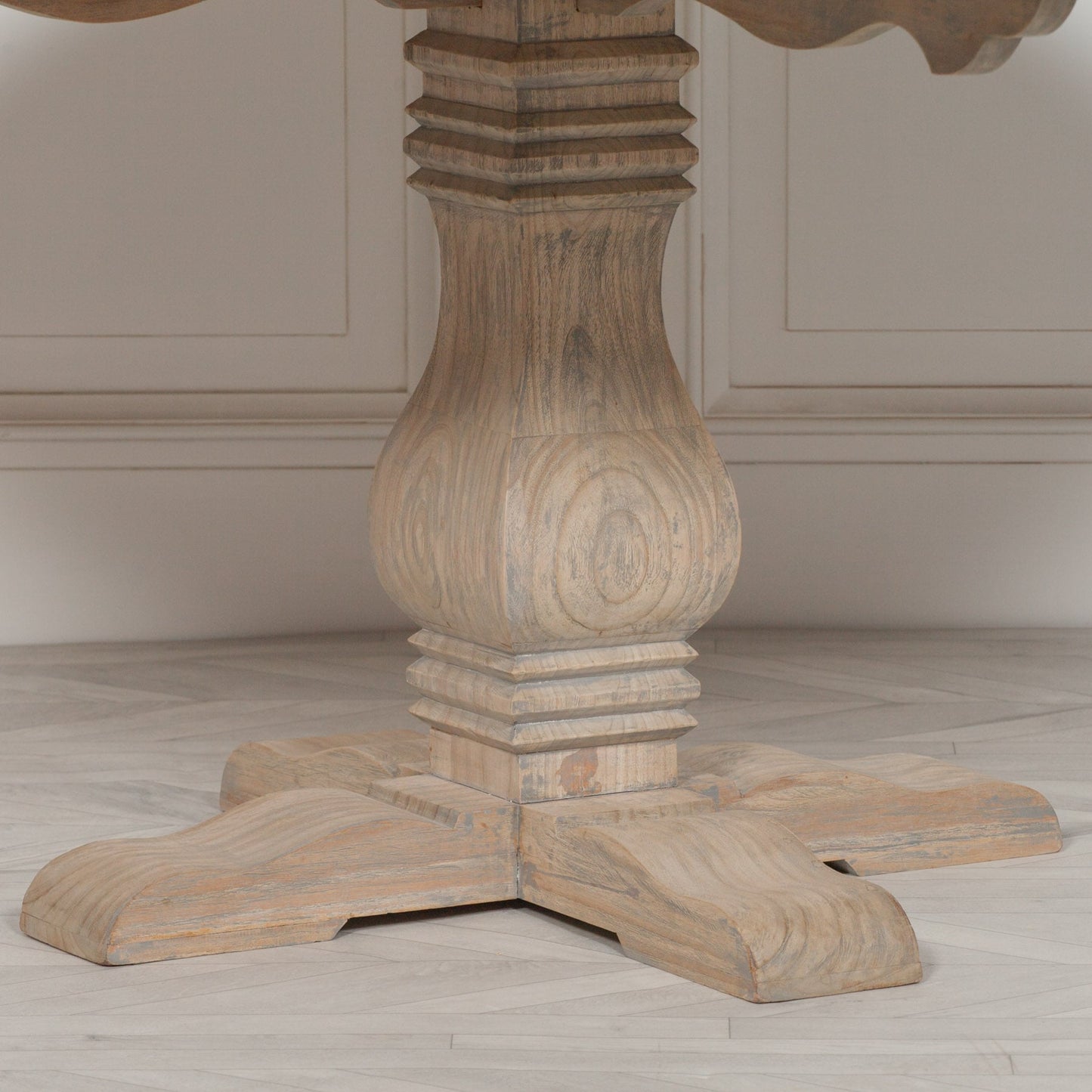 Rustic Wood Round Pedestal Dining Table