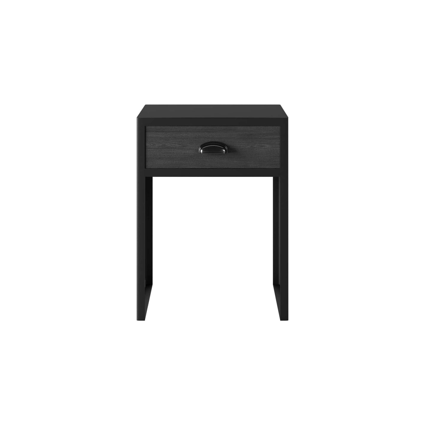 Black Faux Concrete Bedside Table